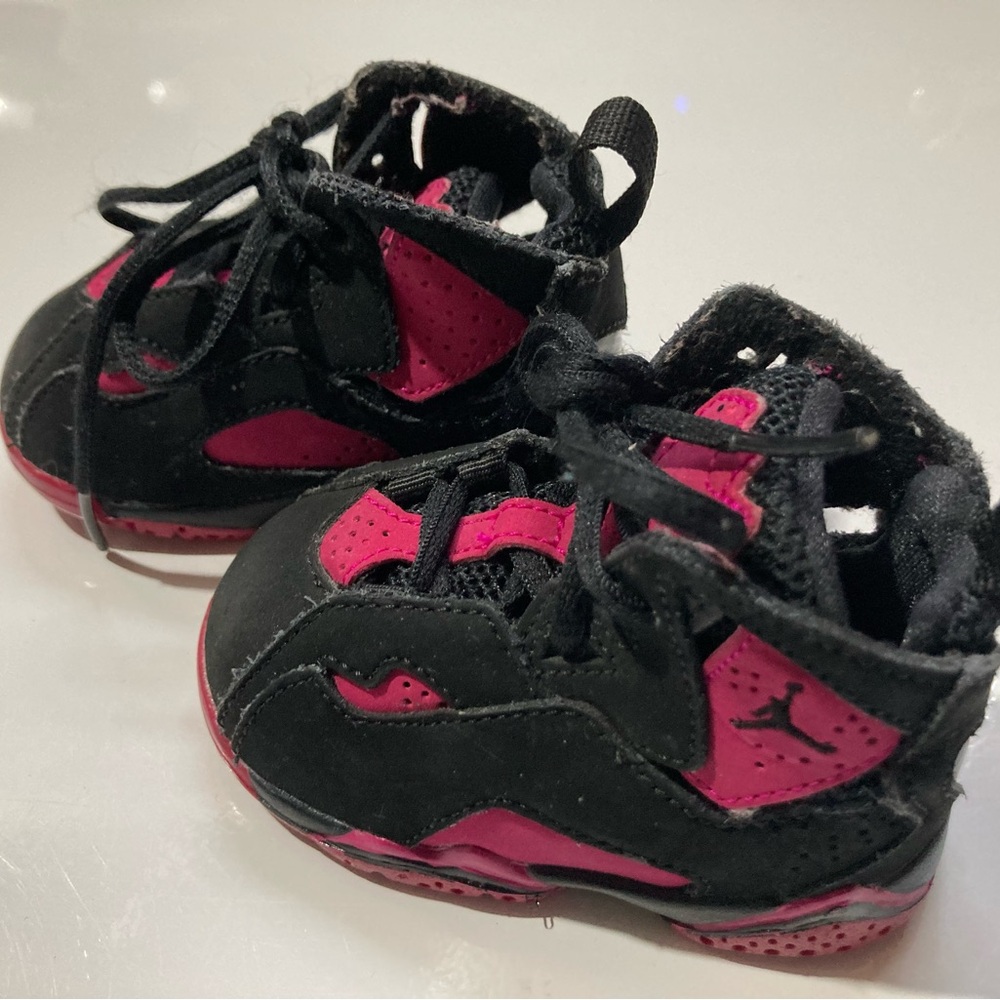 Kids Black and Pink Jordan Shoes